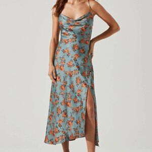 ASTR the Label Gaia Midi Dress, Floral Blue - Large
